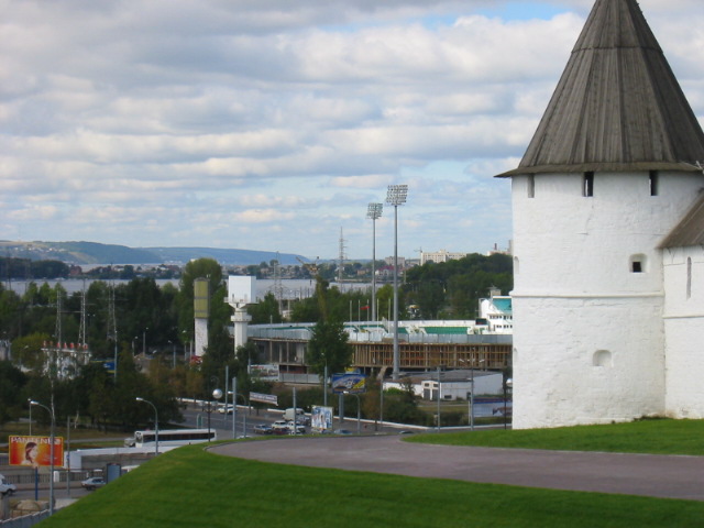 Blick vom Kreml ins Stadion