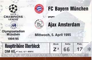 Karte Bayern Mnchen gegen Ajax Amsterdam