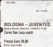 Eintrittskarte Bologna Juventus
