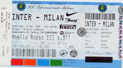 Karte Inter gegen AC Milan