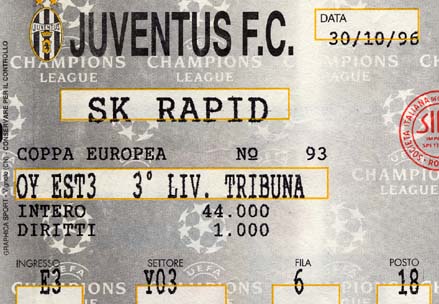 Karte Juventus Turin gegen Rapid Wien