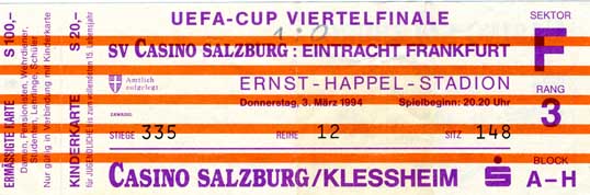 Karte Salzburg gegen Eintracht Frankfurt